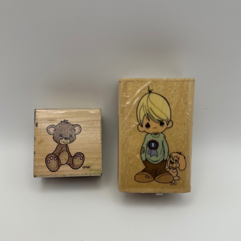 Precious Moments Bear Cub UC001 Praise The Lord Anyways 5551 Rubber Stamp Lot